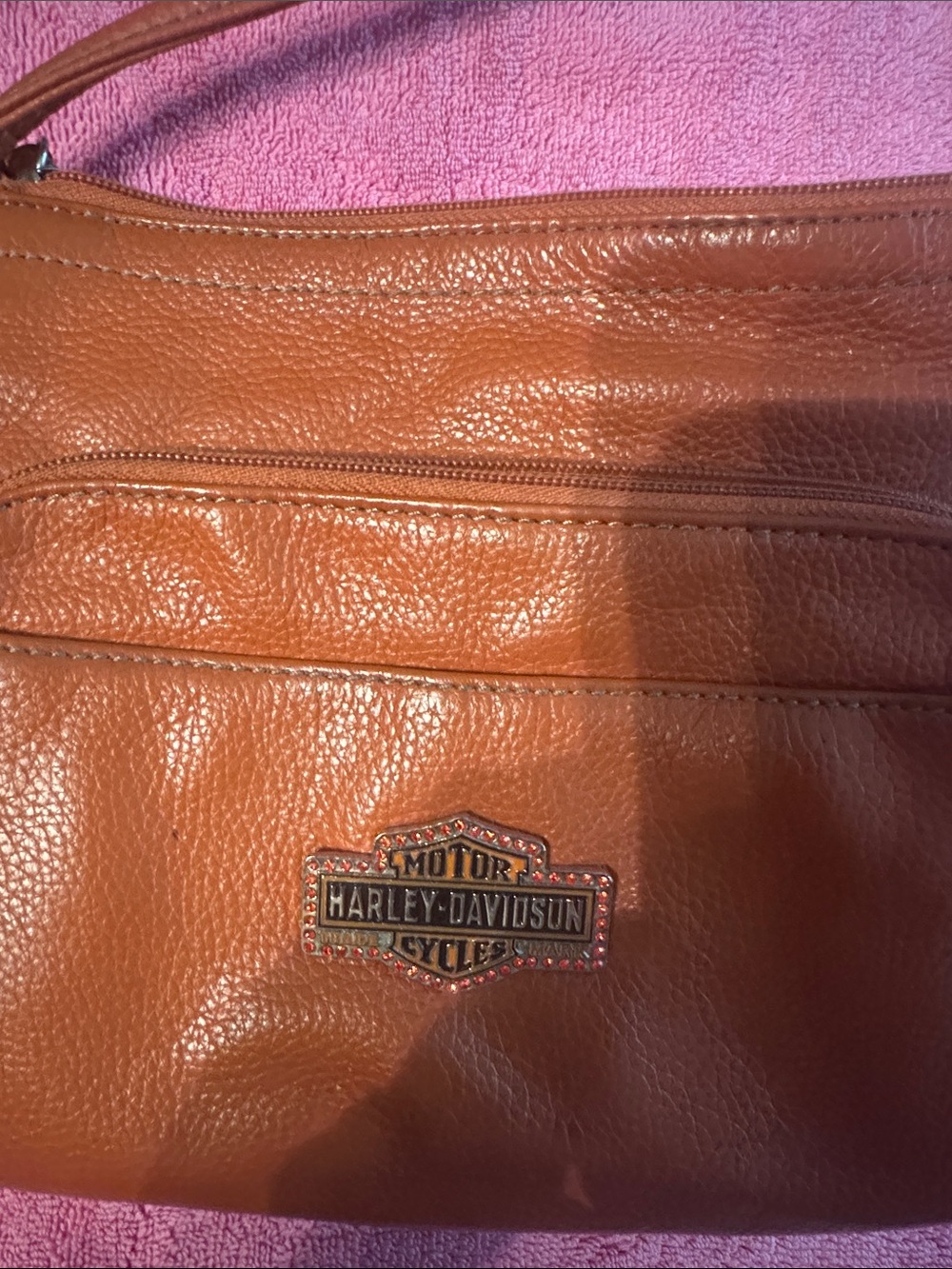 Harley-Davidson Tan/Brown Leather Crossbody Purse - Picture 2 of 5